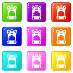 Haversack icons set 9 color collection isolated on white for any design