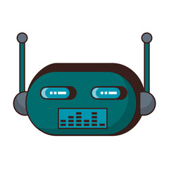 Robot funny character cartoon head isolated