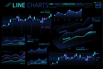 Line Charts and Area Charts Infographic Elements