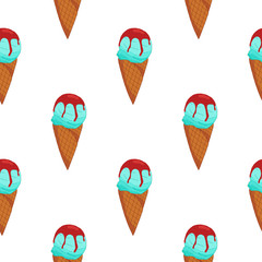 Blue Ice cream seamless pattern.