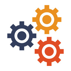 Gears machinery pieces working symbol isolated