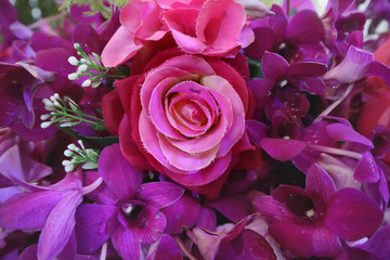 Handmade artificial flowers arrayed colors beautiful .