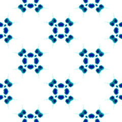 Blue Geometric Watercolor. Seamless Pattern.Surface Ornament.