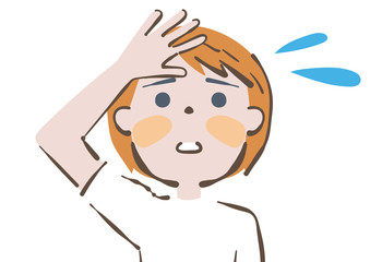 熱中症　太陽の日差しを遮る少女　イラスト