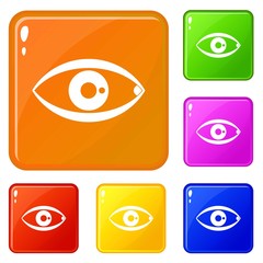 Human eye icons set collection vector 6 color isolated on white background