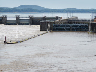 Robert S Kerr Lock and Dam with high water
