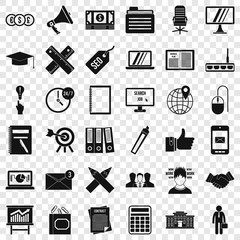 Finance icons set. Simple style of 36 finance vector icons for web for any design