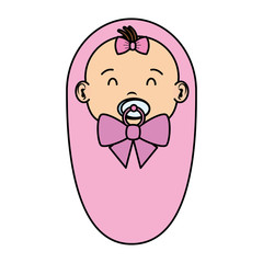 cute little baby girl with pacifier character