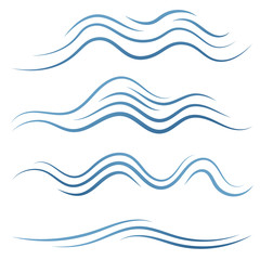 Fototapeta na wymiar Set of linear water wave elements illustration. Waves line icons. Vector illustration.