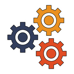 Gears machinery pieces working symbol isolated