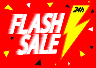 Flash Sale, discount poster design template, 24 hours only, vector illustration