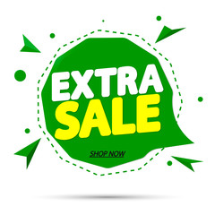Extra Sale, tag design template, discount speech bubble banner, app icon, vector illustration