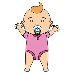 cute little baby girl with pacifier character