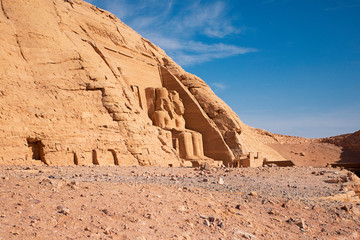 Abu Simbel ancient temple in Egypt desert 