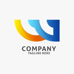 Letter W curve logo design