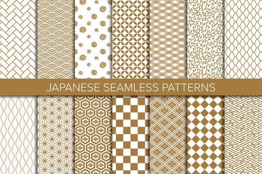 Set of Japanese background. Seamless pattern.Vector. 和風パターンコレクション