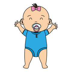 cute little baby girl with pacifier character
