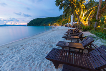 Beautiful dusk with landscape view from ao phrao, samet island in Thailand. Summer concept for...