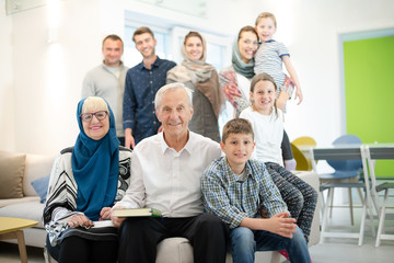 portrait of happy modern muslim family