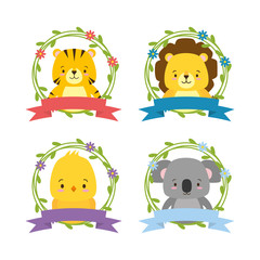 cute animals wreath flower