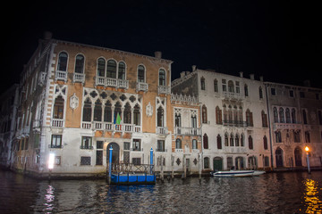 Venice at night ,buildings near the canal, Italy, march ,2019