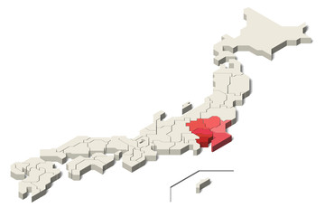 日本地図　関東地方　県別　3D (Set 2)	