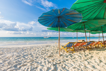 Tranquil beach summer scene. Exotic tropical beach landscape for background.