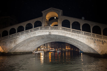 Fototapeta na wymiar Venice ,Italy, grand canal Rialto bridge night view ,2019