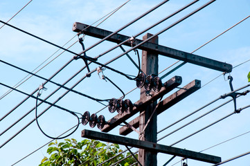 High-voltage power poles and wires