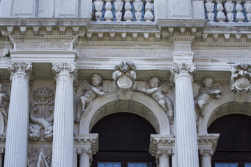 statues on the  San Stae  church, San Eustachio Church, in Venice, Italy , .2019,