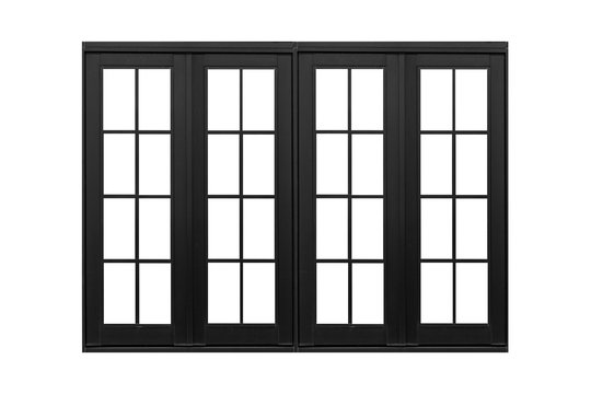 Black aluminum window frame isolated on white background