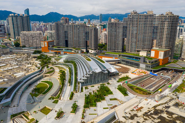 Top view of Kowloon west station - obrazy, fototapety, plakaty