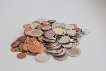 Thai baht coin on white