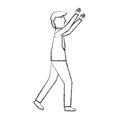 businessman with hands up avatar character