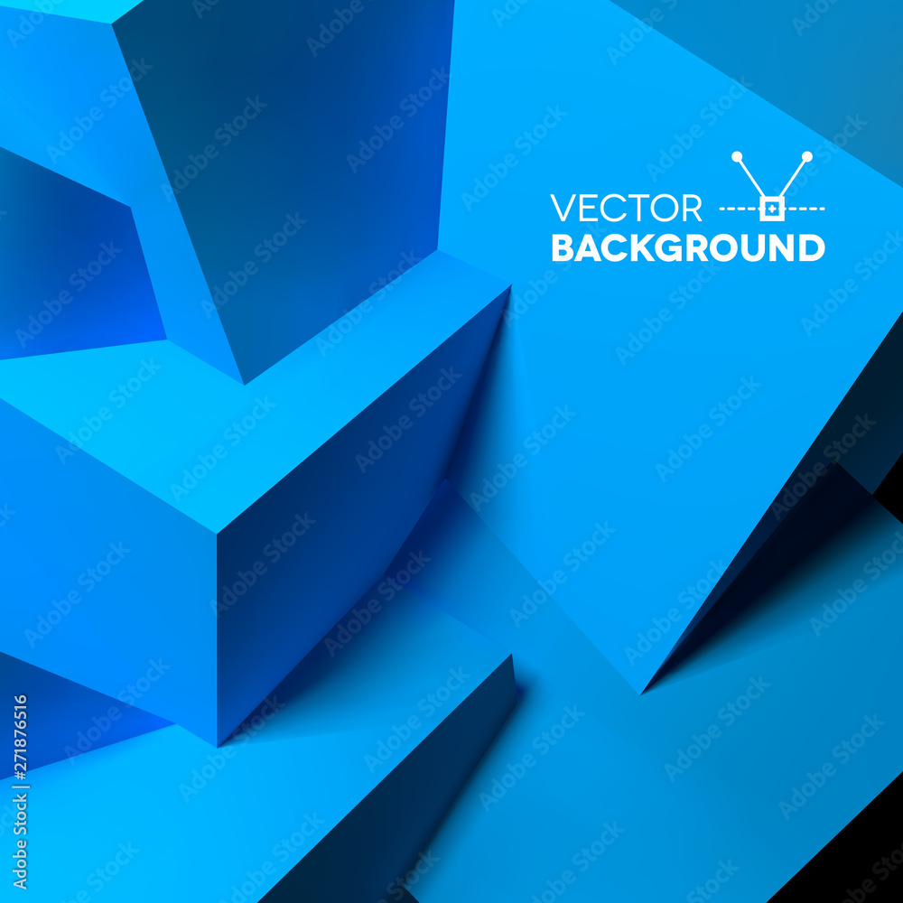 Poster abstract background with overlapping blue cubes