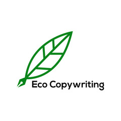 Logo Eco Copywriting consisting of letters in the form of a leaflet on the end of the pen