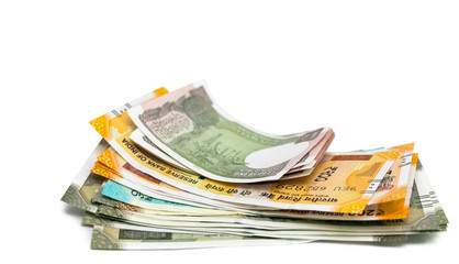 set of Indian Rupee currency isolated on white background