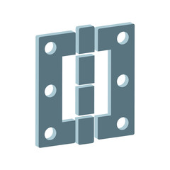 Door hinges icon.Isometric and 3D view.	