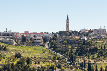Fototapeta premium View of Mount Scopus from the city walls near the Damascus Gate on old city of Jerusalem, Israel