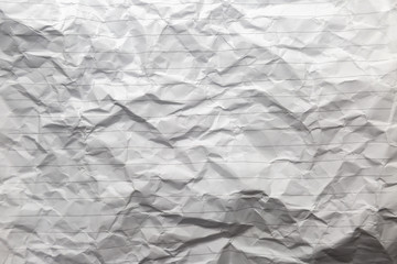crumpled of white blank paper with line