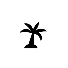 Black vector single palm tree silhouette icon isolated