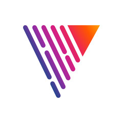spectrum initial/letter v logo design with wave line and arrow/arrowhead