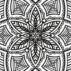 black and white round symmetrical arabesque design. fancy decorative mandala