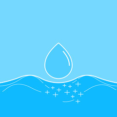 Water concept. Clean water is human need. Prevention of water pollution. Vector illustration outline flat design style.