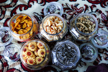 Various snacks treat during Eid al-Fitr celebrations in the village, which have various types of snacks