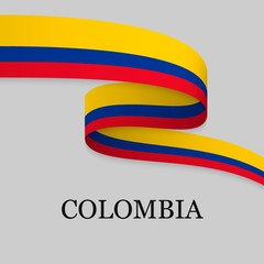 Waving ribbon or banner with flag