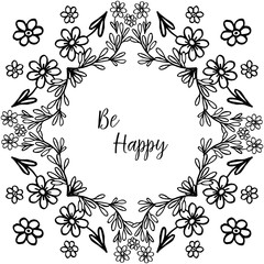 Vector illustration pattern wreath frame for lettering be happy