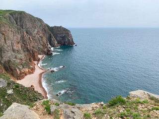 Russia, Vladivostok. The South-Eastern coast of the island of Shkot in summer 