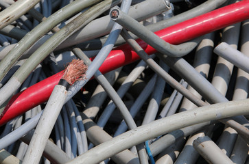 used electrical wires at collection center