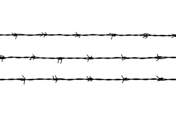 three black lines of barbed wire